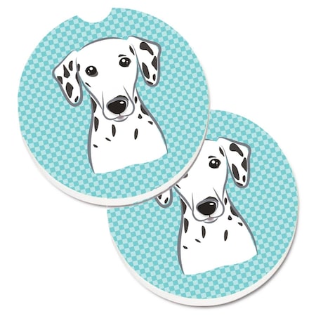 Carolines Treasures Checkerboard Blue Dalmatian Set of 2 Cup Holder Car Coaster BB1148CARC